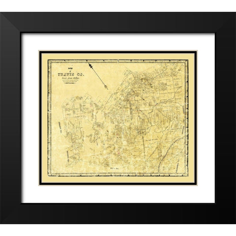 Travis County Texas - Rosenberg 1861 Black Modern Wood Framed Art Print with Double Matting by Rosenberg