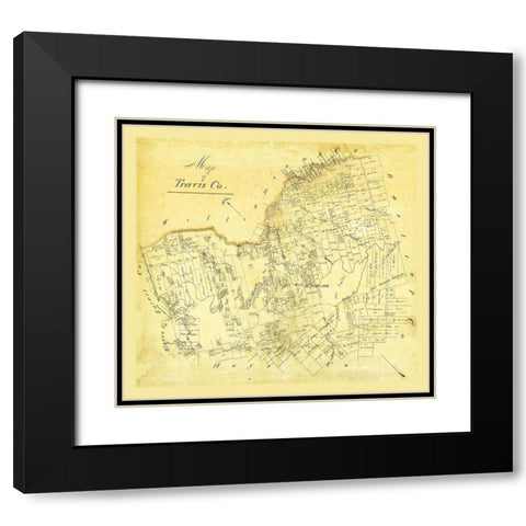 Travis County Texas Black Modern Wood Framed Art Print with Double Matting by Unknown