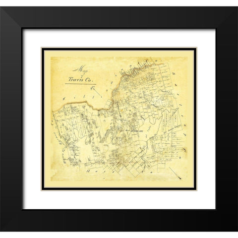 Travis County Texas Black Modern Wood Framed Art Print with Double Matting by Unknown