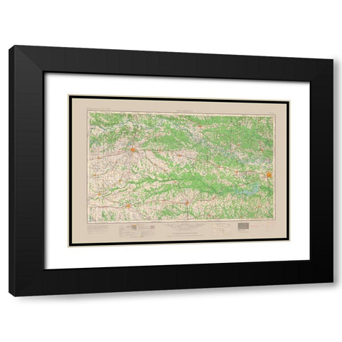 Texarkana Texas Quad - USGS 1954 Black Modern Wood Framed Art Print with Double Matting by USGS