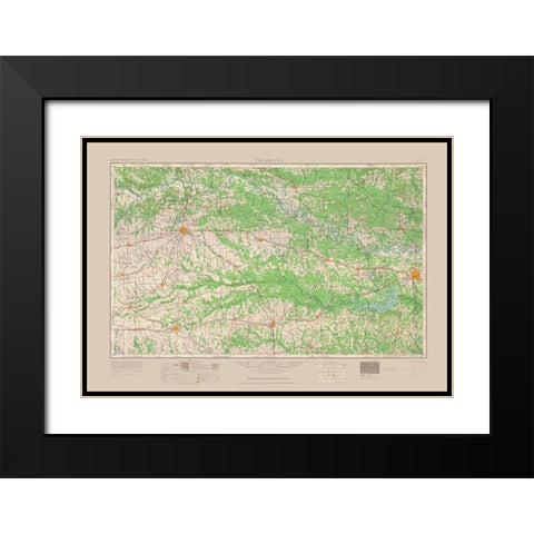 Texarkana Texas Quad - USGS 1954 Black Modern Wood Framed Art Print with Double Matting by USGS