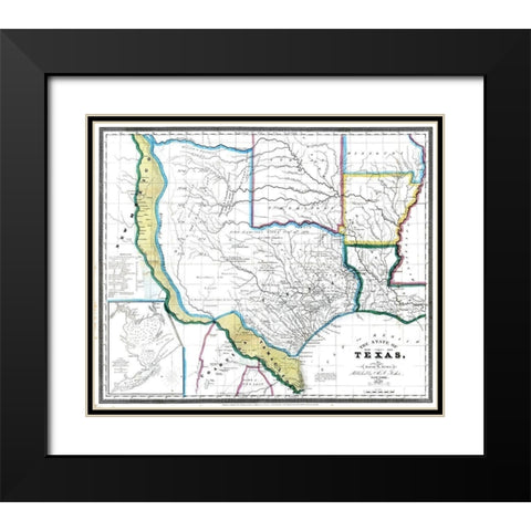 Texas - David Burr 1845 Black Modern Wood Framed Art Print with Double Matting by David Burr