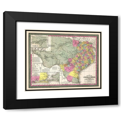Texas - Young 1852 Black Modern Wood Framed Art Print with Double Matting by Young