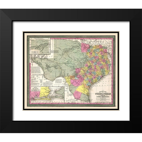 Texas - Young 1852 Black Modern Wood Framed Art Print with Double Matting by Young