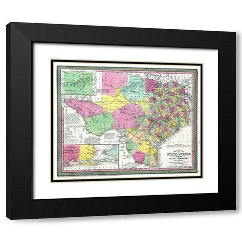 Texas - Young 1850 Black Modern Wood Framed Art Print with Double Matting by Young
