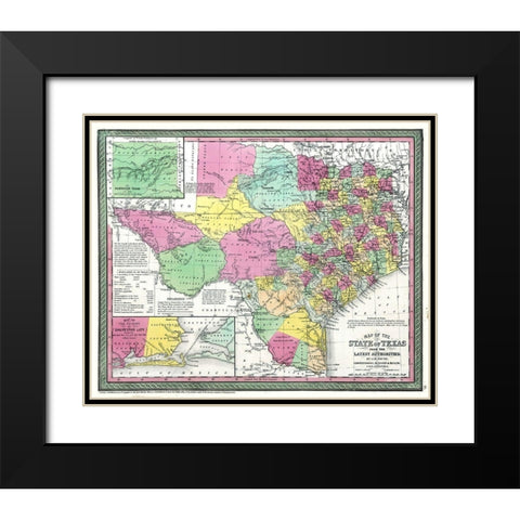 Texas - Young 1850 Black Modern Wood Framed Art Print with Double Matting by Young