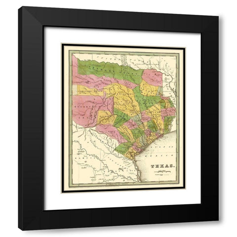 North East Texas - Goodrich 1841 Black Modern Wood Framed Art Print with Double Matting by Goodrich