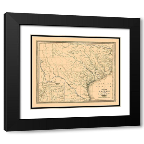 Texas - Williams 1845 Black Modern Wood Framed Art Print with Double Matting by Williams