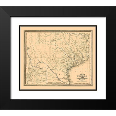 Texas - Williams 1845 Black Modern Wood Framed Art Print with Double Matting by Williams