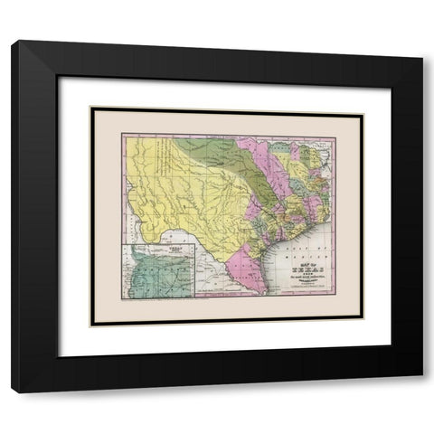 South East Texas - Williams 1845 Black Modern Wood Framed Art Print with Double Matting by Williams