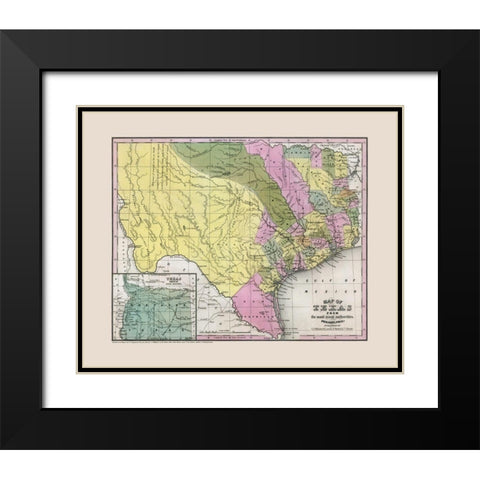 South East Texas - Williams 1845 Black Modern Wood Framed Art Print with Double Matting by Williams