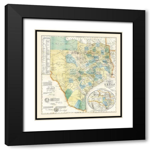 Texas - Creuzbaur 1854 Black Modern Wood Framed Art Print with Double Matting by Creuzbaur