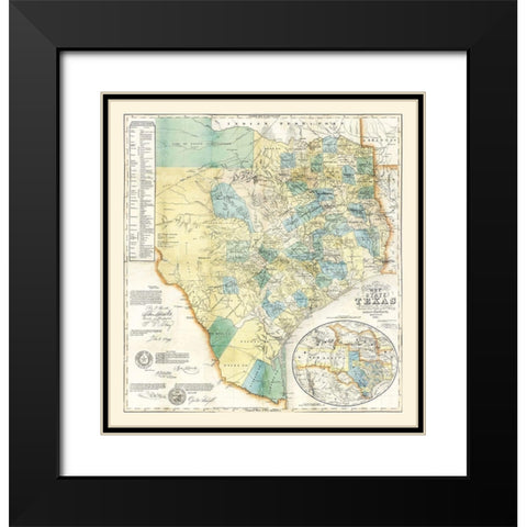 Texas - Creuzbaur 1854 Black Modern Wood Framed Art Print with Double Matting by Creuzbaur