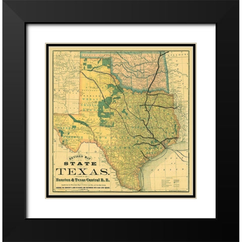 Texas Revised - Rand McNally 1876 Black Modern Wood Framed Art Print with Double Matting by Rand McNally