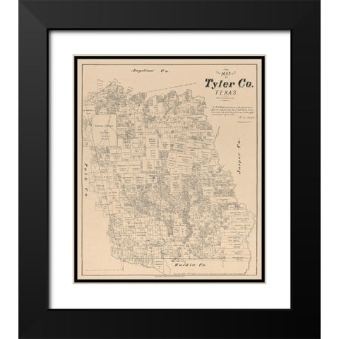 Tyler County Texas - Walsh 1879 Black Modern Wood Framed Art Print with Double Matting by Walsh