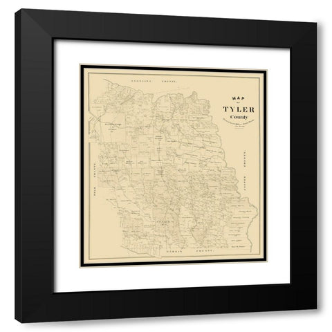 Tyler County Texas -1898 Black Modern Wood Framed Art Print with Double Matting by Unknown