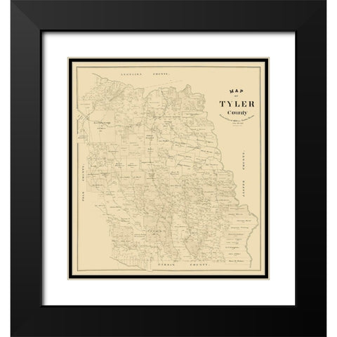 Tyler County Texas -1898 Black Modern Wood Framed Art Print with Double Matting by Unknown