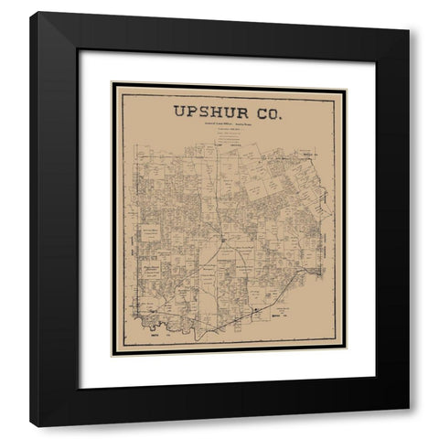 Upshur County Texas - Pressler 1897 Black Modern Wood Framed Art Print with Double Matting by Pressler