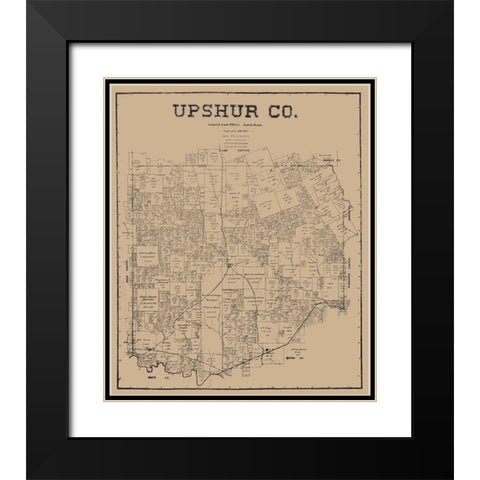Upshur County Texas - Pressler 1897 Black Modern Wood Framed Art Print with Double Matting by Pressler