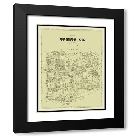 Upshur County Texas -1873 Black Modern Wood Framed Art Print with Double Matting by Unknown