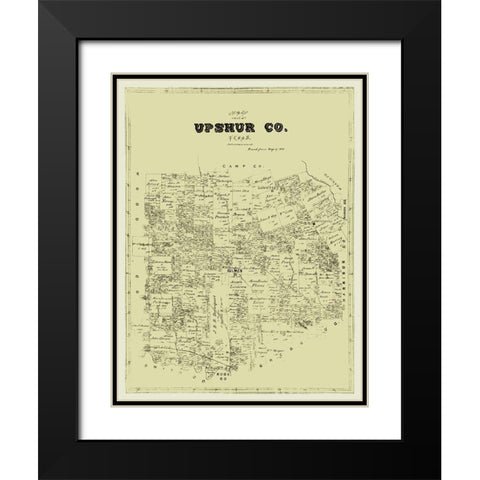Upshur County Texas -1873 Black Modern Wood Framed Art Print with Double Matting by Unknown