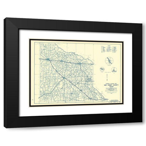 Van Zandt Texas - Highway Dept 1936 Black Modern Wood Framed Art Print with Double Matting by Highway Dept