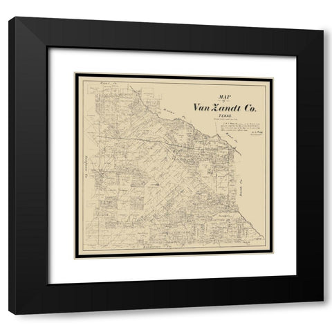 Van Zandt County Texas - Walsh 1884 Black Modern Wood Framed Art Print with Double Matting by Walsh