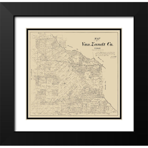 Van Zandt County Texas - Walsh 1884 Black Modern Wood Framed Art Print with Double Matting by Walsh