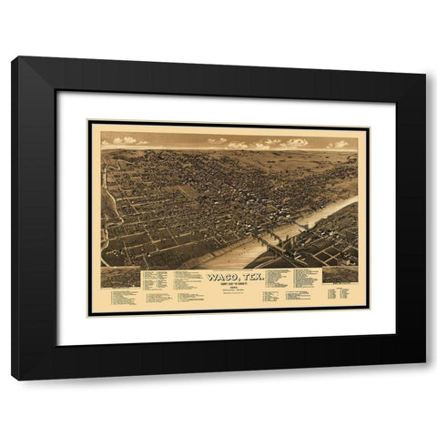 Waco Texas - Wellge 1886 Black Modern Wood Framed Art Print with Double Matting by Wellge