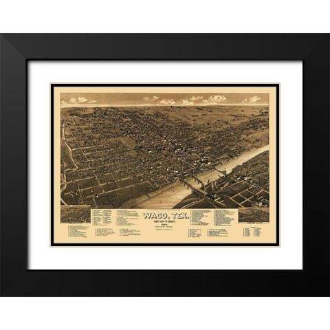 Waco Texas - Wellge 1886 Black Modern Wood Framed Art Print with Double Matting by Wellge