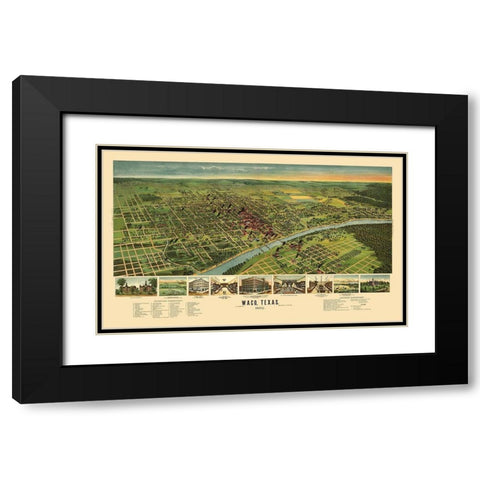 Waco Texas - Ension 1892 Black Modern Wood Framed Art Print with Double Matting by Ension