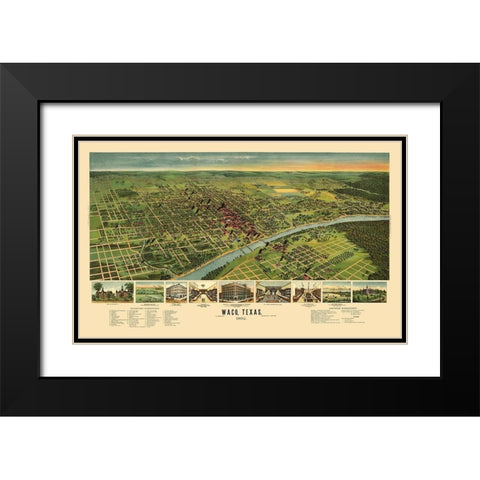 Waco Texas - Ension 1892 Black Modern Wood Framed Art Print with Double Matting by Ension