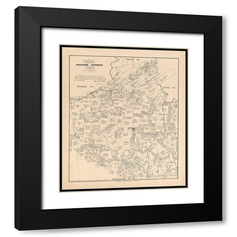 Walker County Texas - Walsh 1879 Black Modern Wood Framed Art Print with Double Matting by Walsh