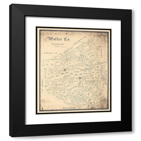 Walker County Texas - Sweeney 1889 Black Modern Wood Framed Art Print with Double Matting by Sweeney