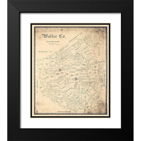 Walker County Texas - Sweeney 1889 Black Modern Wood Framed Art Print with Double Matting by Sweeney