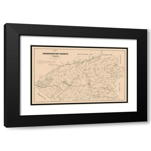 Washington County Texas - Walsh 1879 Black Modern Wood Framed Art Print with Double Matting by Walsh