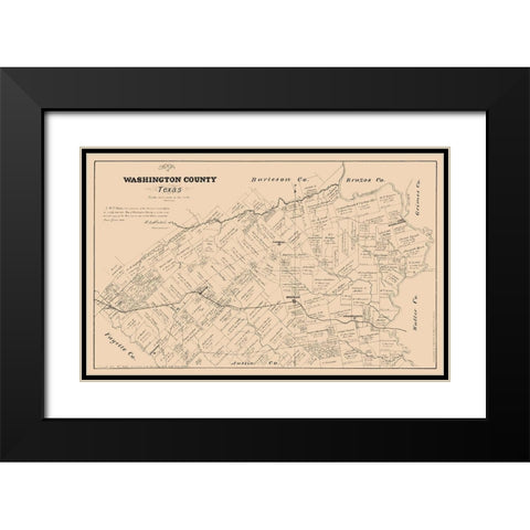 Washington County Texas - Walsh 1879 Black Modern Wood Framed Art Print with Double Matting by Walsh
