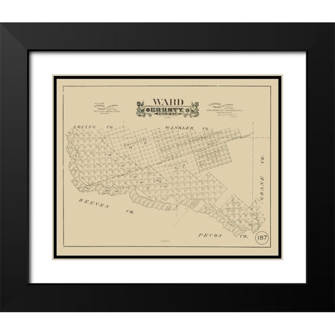 Ward County Texas - Hall 1888 Black Modern Wood Framed Art Print with Double Matting by Hall