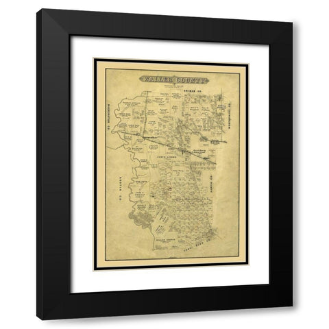 Waller County Texas - Blau 1880 Black Modern Wood Framed Art Print with Double Matting by Blau