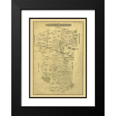 Waller County Texas - Blau 1880 Black Modern Wood Framed Art Print with Double Matting by Blau