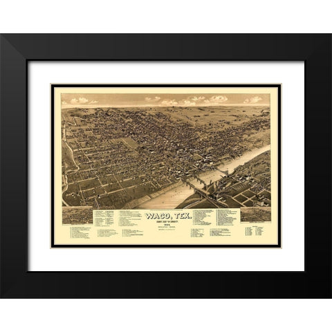 Waco Texas - Beck 1886 Black Modern Wood Framed Art Print with Double Matting by Beck