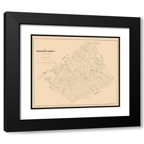 Wharton County Texas - Walsh 1880 Black Modern Wood Framed Art Print with Double Matting by Walsh