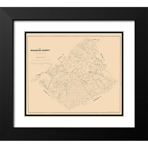 Wharton County Texas - Walsh 1880 Black Modern Wood Framed Art Print with Double Matting by Walsh