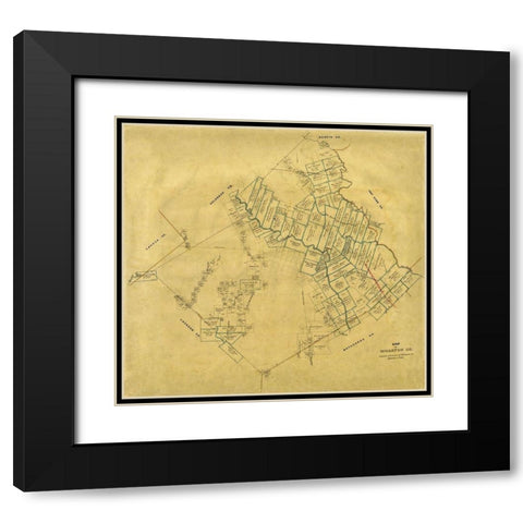 Wharton County Texas - Pressler 1865 Black Modern Wood Framed Art Print with Double Matting by Pressler