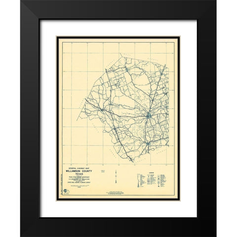 Williamson Texas 1 of 2 - Highway Dept 1936 Black Modern Wood Framed Art Print with Double Matting by Highway Dept