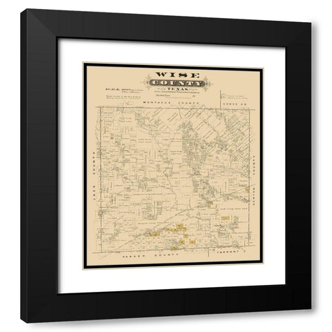 Wise County Texas - Gast 1870 Black Modern Wood Framed Art Print with Double Matting by Gast
