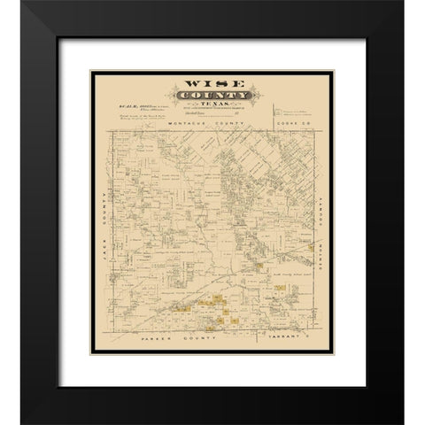 Wise County Texas - Gast 1870 Black Modern Wood Framed Art Print with Double Matting by Gast