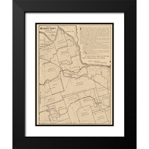 Wilbarger County Texas - Nabers 1887 Black Modern Wood Framed Art Print with Double Matting by Nabers