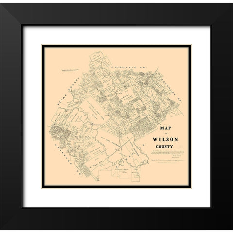 Wilson County Texas - Walsh 1879 Black Modern Wood Framed Art Print with Double Matting by Walsh