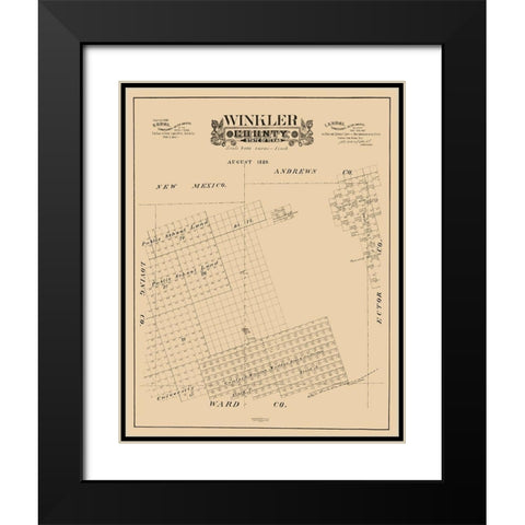 Winkler County Texas - Hall 1889 Black Modern Wood Framed Art Print with Double Matting by Hall